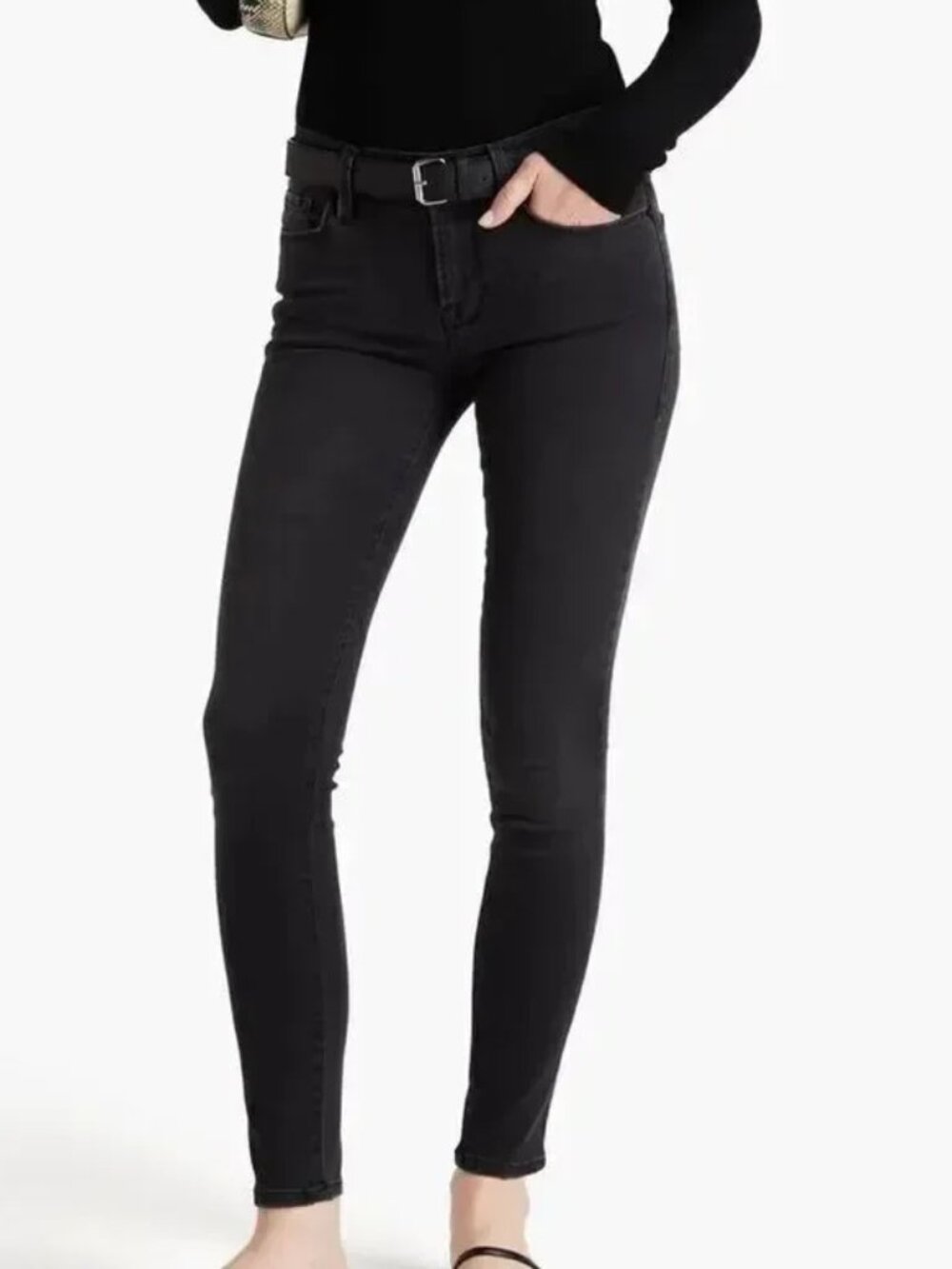 FRAME DENIM LE SKINNY DE JEANNE JEANS MID RISE STRETCH DENIM  sz 27 BLACK
